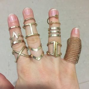 NEW 11 gold color midi tips rings festival boho